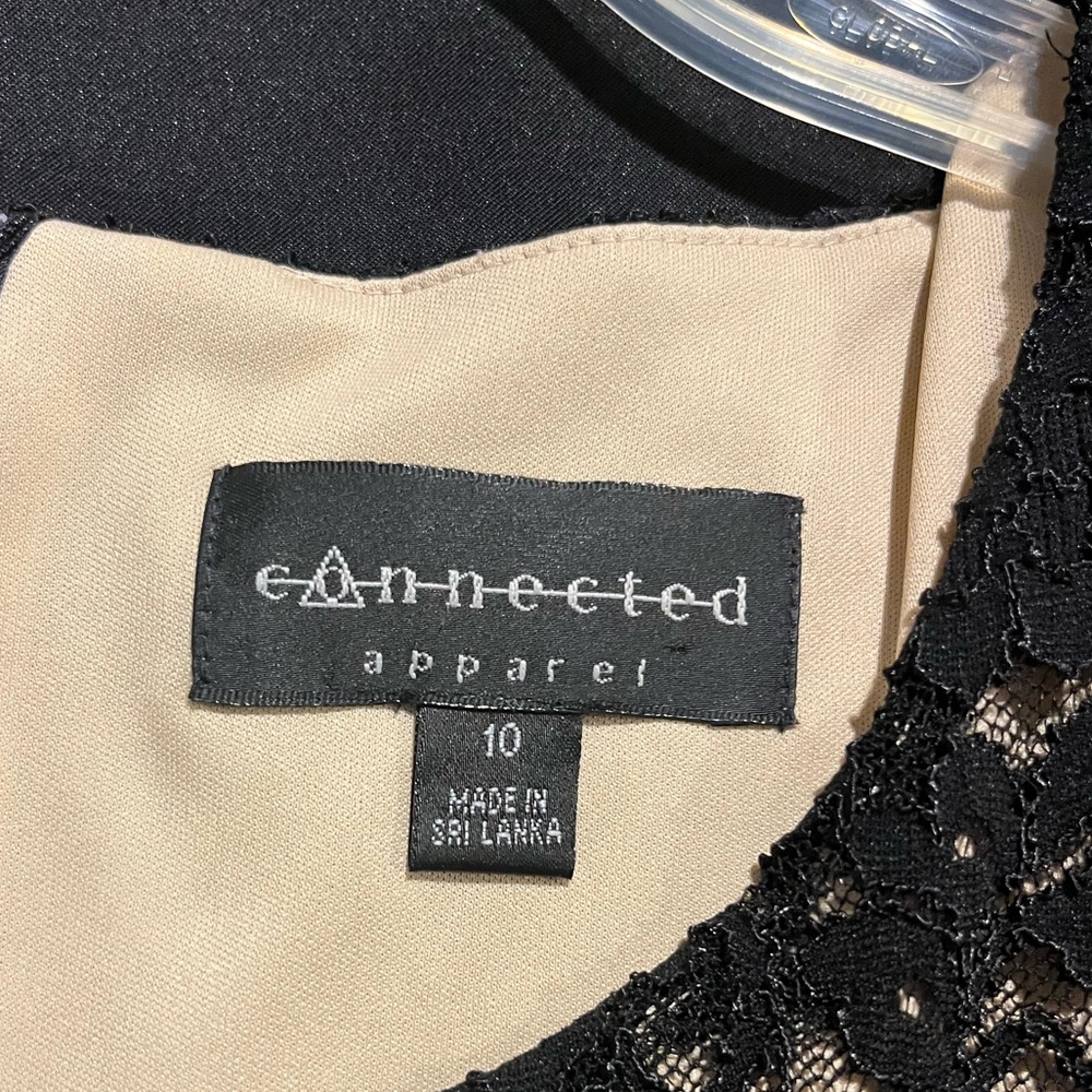 Women's Black Lace over nude color dress Macy's Brand Connected…NWOT - Picture 11 of 12